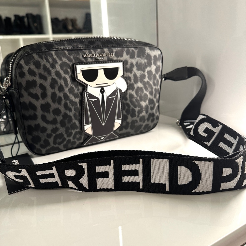 Karl Lagerfeld Leopard Print Camera Bag